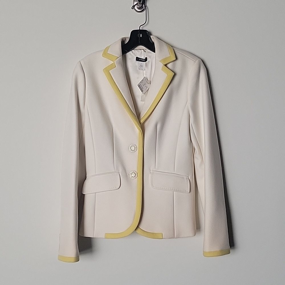 NWT J Crew Lexington 2 Riding Wool Jacket Blazer Creme Yellow Preppy Equestrian